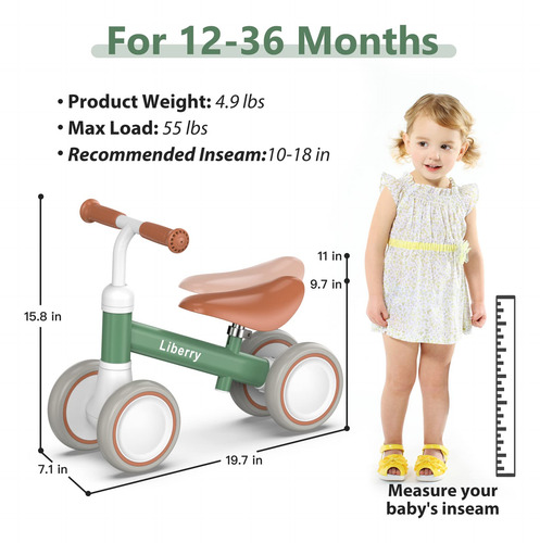 Balance Bike Liberry For 1-2 Years Old W/ Adjustable Seat Re