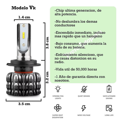 Vk Kit Luces Led H4 Tipo Xenon Hid 12000 Lm 1 Año Garantia