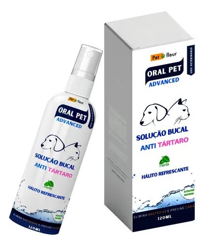 Spray Bucal Petfleur Oral Pet Antisséptico Natural Cães Gatos Menta