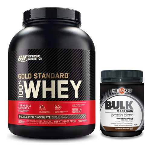 On 100% Whey Protein Gold 5,15 Lbs Chocolate + Musashi Bulk