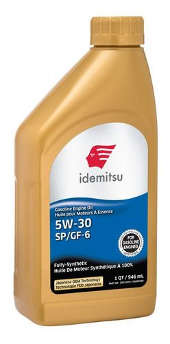 Idemitsu Aceite Motor 5w30 100% Sintético; .946 Lt