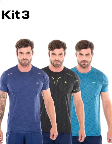 Kit 3 Camisetas Dry Fit Básicas Treino Academia Masculina