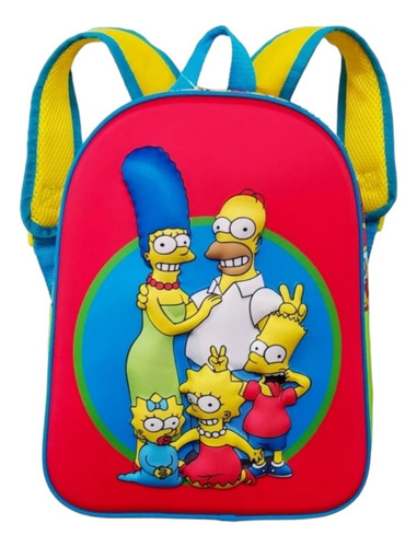 Mochila The Simpsons Original Frente 3d Primer Grado 34x25cm