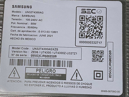 Sensor Ir Control Remoto Samsung Tv Un32t4300ag