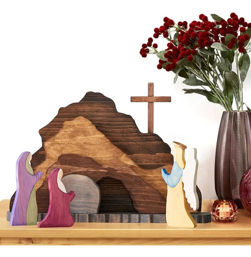 Set De Navidad De Madera Para Pascua Con Escena De Jesús Cri