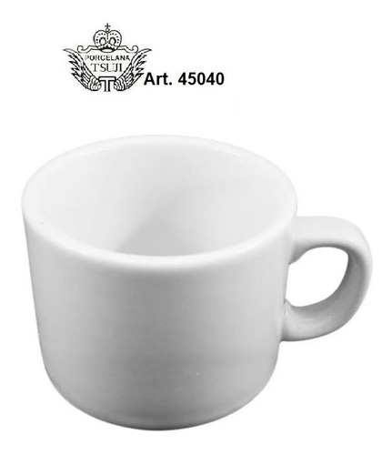 Taza Cafe C/leche Desayuno Porcelana Tsuji 450 Blanca Recta