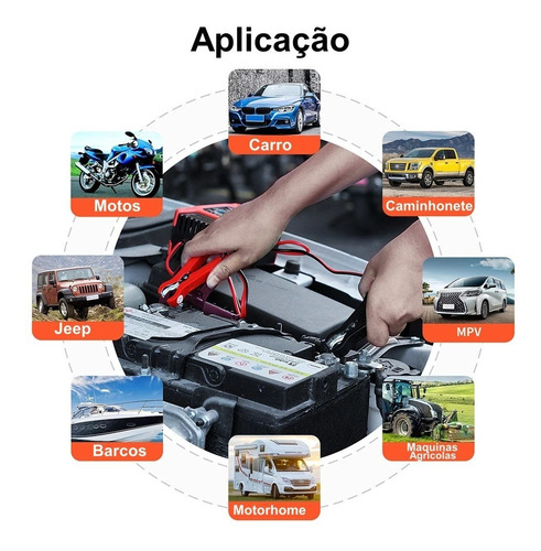 Imagem 2 de 8 de Carregador Bateria Carro Moto Eletronico 12v 24v 7ah Auto