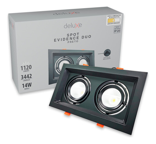 Led Spot Evidence Duo Preto Fosco Luz Fria, Neutro E Quente 110v/220v