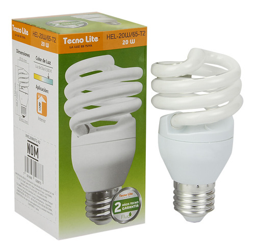 Foco Fluorescente E27 20w Luz De Día Hel-20w/65-t2