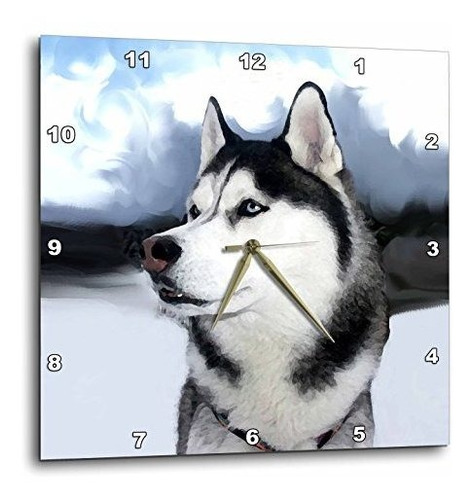 3drose Siberian Husky - Reloj De Pared, 13.0 X 13.0 In (dpp 