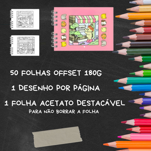 Livro De Colorir Pintar Bobbie Goods Capa Dura 50 Folhas Azul