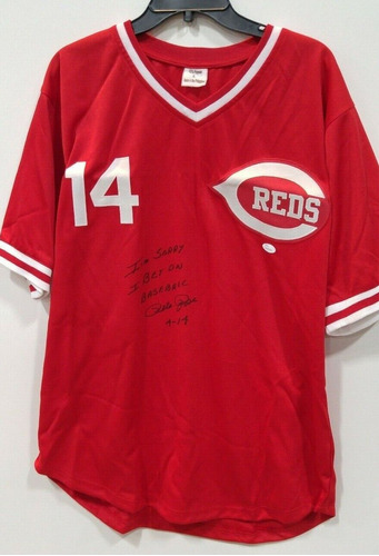 Pete Rose Signed Red Cincinnati Reds Jersey I'm Sorry I  Mme