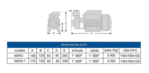 Bomba Periférica Monofásica Fluvial Nero 0.5hp - 220V