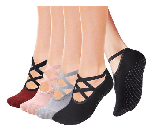 Calcetines De Yoga Antideslizantes Con Empuñaduras, Para