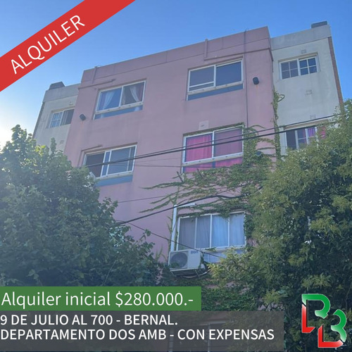 Alquiler Departamento 2 Ambientes - 9 De Julio Al 700  - Bernal 