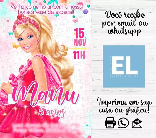 Convite Barbie Princesa Digital Virtual Whatsapp