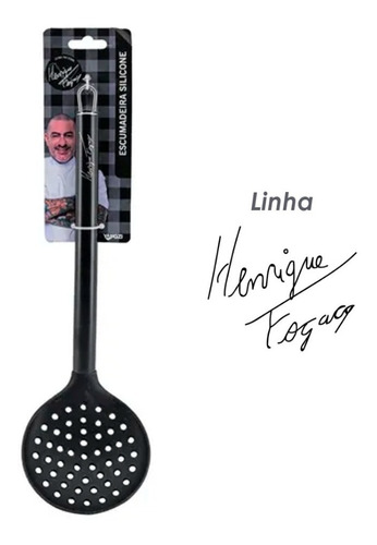 Escumadeira Silicone Inox Chef Fogaça 22587 Yangzi Cor Preto