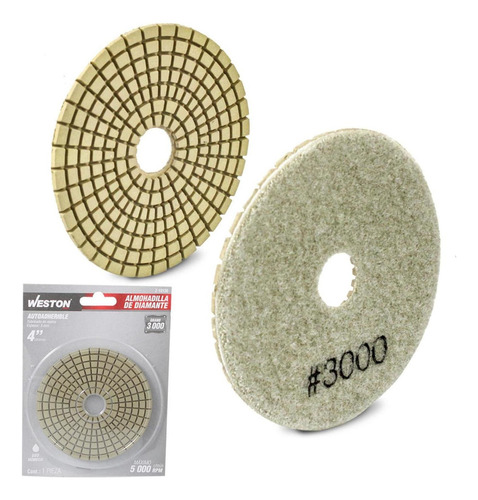 Pad De Diamante Para Pulido 4'' G3000 Color Dorado