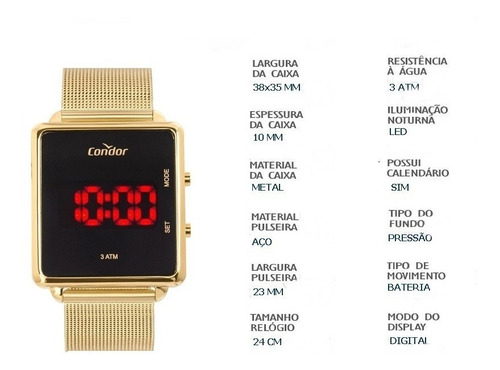 Relogio Condor Feminino Digital Led Cojhs31baa/4x