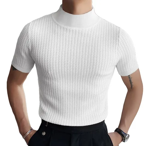 Camiseta manga corta cuello alto sale