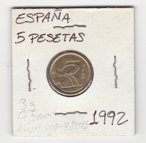 Moneda España 5 Pesetas 1992 Xf+