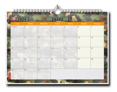 Planner Planificador Calendario Mensual A3 Army 2 Anillado
