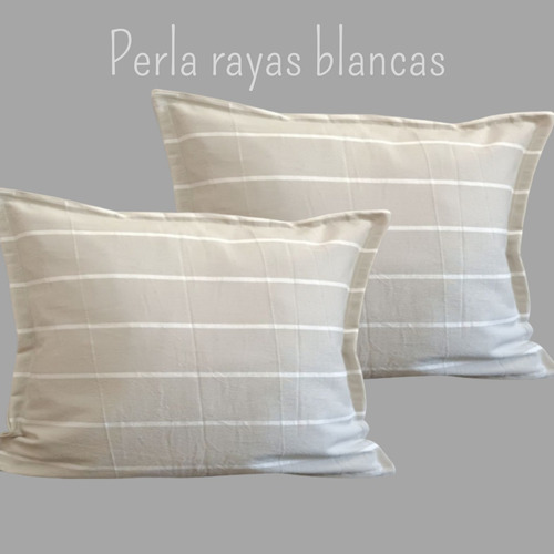 Imagen 2 de 7 de Fundas Almohadones 50x70 Tusor Nordico Cama Colores Rayados