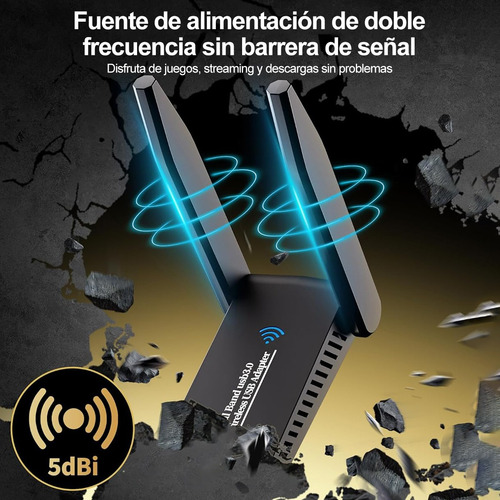 Adaptador Wifi Usb 1300mbps 5dbi Wifi Receptor