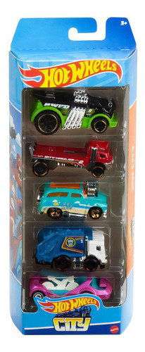 Hot Wheels Basics Pack Com 5 Carros Hw City - Mattel