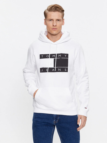 Polerón Hoodie Relaxed Grunge Hombre Tommy Hilfiger Blanco