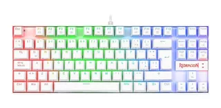 Teclado gamer Redragon Kumara K552 QWERTY Outemu Red español latinoamérica color blanco con luz RGB