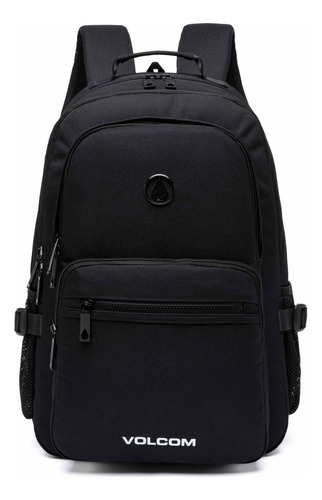 Mochila Trabalho Grande Espaçosa Reforçada Faculdade Cor Preto Desenho Do Tecido Liso