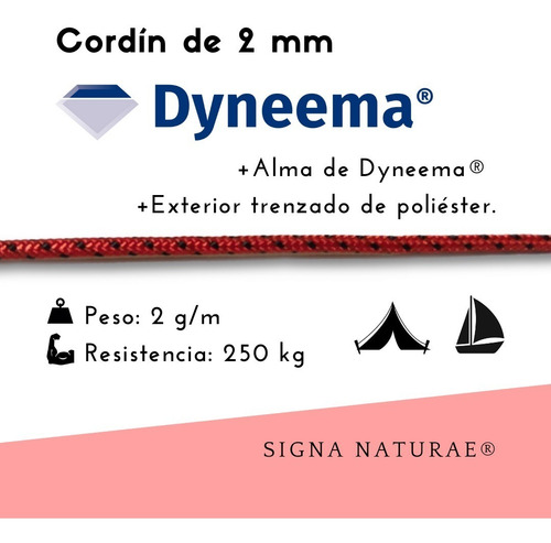 Imagen 2 de 7 de Cabo / Cordín De Dyneema (2 Mm) X 15 M - Toldos, Carpas