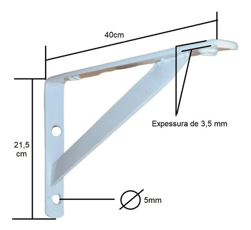Kit 3 Mão Francesa Cantoneira Prateleira Reforçada 40cm