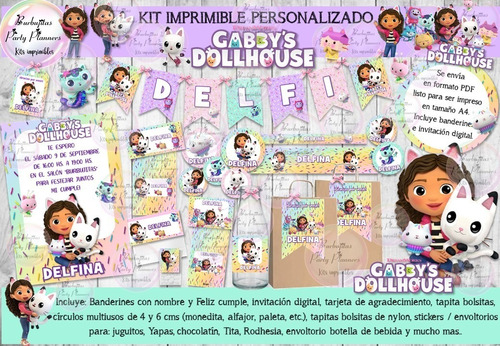 Kit Imprimible Candy Casa De Muñecas Gabby Personalizado 