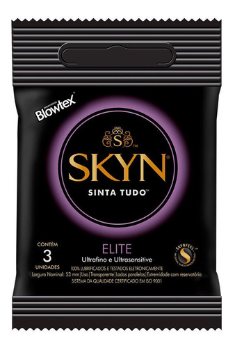 Preservativo Skyn Elite Sem Látex Ultrafino 3 Uni Blowte