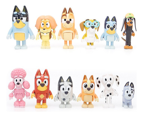 Pack De 12 Bluey Bingo Cachorro Figura Modelo Lindo Regalo