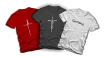 Comprar Kit 3 Camisetas Fé, Jesus E Gratidão Evangélica Gospel 