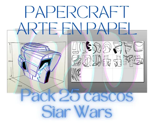 comprar Pack 25 Cascos Starwars En Papercraft Imprimible