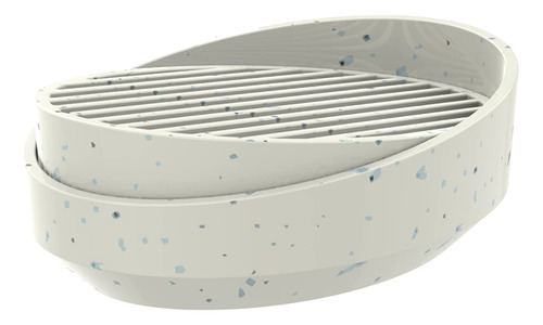 Jabonera De Baño Ovalada Moderna Efecto Granito Stone Crippa Color Blanco