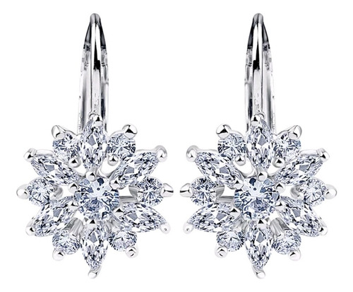 Pendientes De Flores Finas Y Brillantes Con Cristal