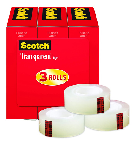 Scotch Cinta Transparente  3/4 X 1000 Pulgadas  3 Cajas/paqu