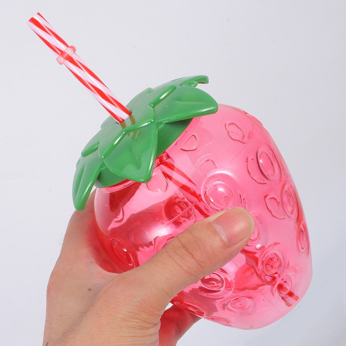 4 Tazas Para Beber Con Forma De Fresa, Botellas Con Pajita,