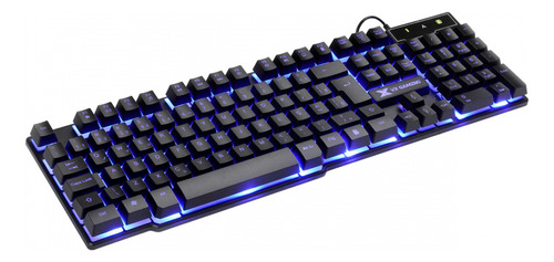 Teclado Gamer Vx Hydra Led Azul 107 Teclas + 12 Multimidia Preto Com Led Azul Português Brasil