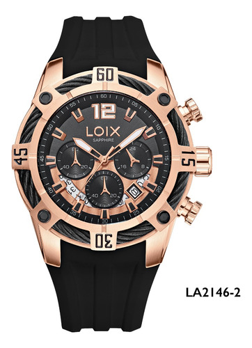 Reloj Hombre Loix La2146-2 Negro Con Oro Rosa,  Bicolor