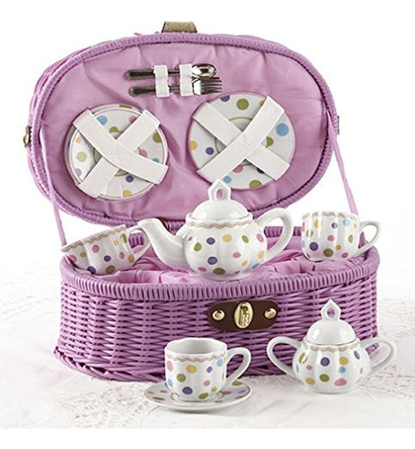 Juego De Té Delton Gumdrops Dollies En Cesta, Grande