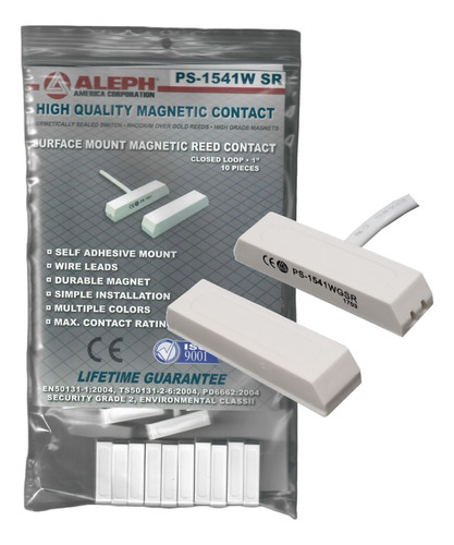 Kit 10 Sensor Magnetico Aleph Dc-1541w Precableado Blanco