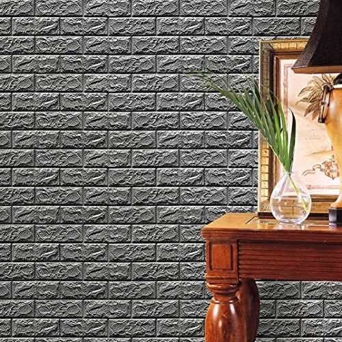 Revestimiento Placa Adhesiva 3d Deco Pared Ladrillo Gris