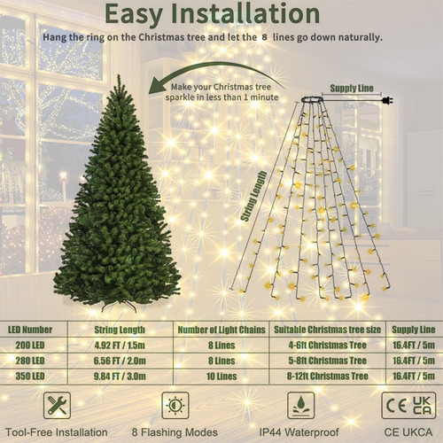 Corona Led Brillante Para Árbol De Navidad 2023 Con 400 Luce