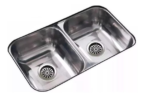 Bacha Doble Cocina Pileta Johnson Acero Inox 304 C28 24 Lts Color Plateado